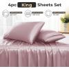 imageSasttie Satin Sheets King  4 Pieces Luxury Soft Gold Silky Bed Sheets Set with Pillowcases  Smooth SilkLike Satin Fabric Reinforced 14 Inches Pocket OekoTex CertifiedDusty Pink
