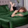 imageSasttie Satin Sheets King  4 Pieces Luxury Soft Gold Silky Bed Sheets Set with Pillowcases  Smooth SilkLike Satin Fabric Reinforced 14 Inches Pocket OekoTex CertifiedForest Green
