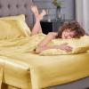 imageSasttie Satin Sheets King  4 Pieces Luxury Soft Gold Silky Bed Sheets Set with Pillowcases  Smooth SilkLike Satin Fabric Reinforced 14 Inches Pocket OekoTex CertifiedPale Yellow