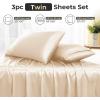 imageSasttie Satin Sheets King  4 Pieces Luxury Soft Gold Silky Bed Sheets Set with Pillowcases  Smooth SilkLike Satin Fabric Reinforced 14 Inches Pocket OekoTex CertifiedKhaki