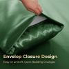 imageSasttie Satin Sheets King  4 Pieces Luxury Soft Gold Silky Bed Sheets Set with Pillowcases  Smooth SilkLike Satin Fabric Reinforced 14 Inches Pocket OekoTex CertifiedForest Green