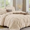 imageSasttie Queen Comforter Set 7Piece Bed in a Bag Pintuck Bedding Sets for All Season Includes Comforter Flat Sheet Fitted Sheet Pillowcases and Pillowshams Sage GreenWarm Beige