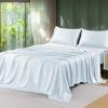 imageSasttie Satin Sheets King  4 Pieces Luxury Soft Gold Silky Bed Sheets Set with Pillowcases  Smooth SilkLike Satin Fabric Reinforced 14 Inches Pocket OekoTex CertifiedLight Blue