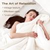 imageSasttie King Comforter Set 7Piece PreWashed Crinkled Texture Bed in a Bag King with Ultra Soft Brushed Sheets Aesthetic Fluffy Bedding Set for All Seasons BlueIvory