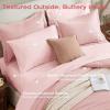 imageSasttie King Comforter Set 7Piece PreWashed Crinkled Texture Bed in a Bag King with Ultra Soft Brushed Sheets Aesthetic Fluffy Bedding Set for All Seasons BluePink