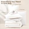 imageSasttie King Comforter Set 7Piece PreWashed Crinkled Texture Bed in a Bag King with Ultra Soft Brushed Sheets Aesthetic Fluffy Bedding Set for All Seasons BlueIvory
