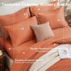 imageSasttie King Comforter Set 7Piece PreWashed Crinkled Texture Bed in a Bag King with Ultra Soft Brushed Sheets Aesthetic Fluffy Bedding Set for All Seasons BlueBurnt Orange