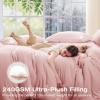 imageSasttie King Comforter Set 7Piece PreWashed Crinkled Texture Bed in a Bag King with Ultra Soft Brushed Sheets Aesthetic Fluffy Bedding Set for All Seasons BluePink