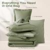 imageSasttie King Comforter Set 7Piece PreWashed Crinkled Texture Bed in a Bag King with Ultra Soft Brushed Sheets Aesthetic Fluffy Bedding Set for All Seasons BlueSage Green