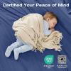 imageSasttie King Comforter Set 7Piece PreWashed Crinkled Texture Bed in a Bag King with Ultra Soft Brushed Sheets Aesthetic Fluffy Bedding Set for All Seasons BlueBlue