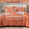 imageSasttie King Comforter Set 7Piece PreWashed Crinkled Texture Bed in a Bag King with Ultra Soft Brushed Sheets Aesthetic Fluffy Bedding Set for All Seasons BlueBurnt Orange