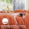 imageSasttie King Comforter Set 7Piece PreWashed Crinkled Texture Bed in a Bag King with Ultra Soft Brushed Sheets Aesthetic Fluffy Bedding Set for All Seasons BlueBurnt Orange