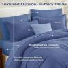 imageSasttie King Comforter Set 7Piece PreWashed Crinkled Texture Bed in a Bag King with Ultra Soft Brushed Sheets Aesthetic Fluffy Bedding Set for All Seasons BlueBlue