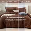imageSasttie King Comforter Set 7Piece PreWashed Crinkled Texture Bed in a Bag King with Ultra Soft Brushed Sheets Aesthetic Fluffy Bedding Set for All Seasons BlueDark Brown