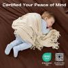 imageSasttie King Comforter Set 7Piece PreWashed Crinkled Texture Bed in a Bag King with Ultra Soft Brushed Sheets Aesthetic Fluffy Bedding Set for All Seasons BlueDark Brown