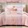 imageSasttie King Comforter Set 7Piece PreWashed Crinkled Texture Bed in a Bag King with Ultra Soft Brushed Sheets Aesthetic Fluffy Bedding Set for All Seasons BluePink