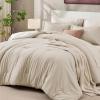 imageSasttie King Comforter Set 7Piece PreWashed Crinkled Texture Bed in a Bag King with Ultra Soft Brushed Sheets Aesthetic Fluffy Bedding Set for All Seasons BlueBeige