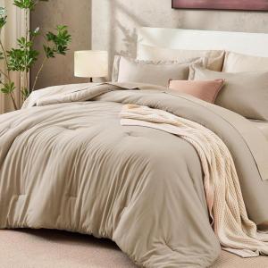 imageSasttie King Comforter Set 7Piece PreWashed Crinkled Texture Bed in a Bag King with Ultra Soft Brushed Sheets Aesthetic Fluffy Bedding Set for All Seasons BlueDark Linen