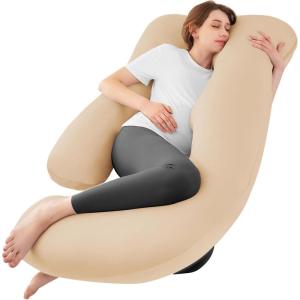 imageSasttie Pregnancy Pillows for Sleeping U Shaped Cooling Full Body Pillow with Removable Cover Pregnant Women Must Haves Maternity Essential LavenderBeige