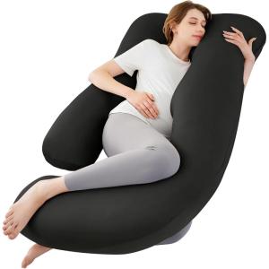 imageSasttie Pregnancy Pillows for Sleeping U Shaped Cooling Full Body Pillow with Removable Cover Pregnant Women Must Haves Maternity Essential LavenderBlack