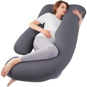 imageSasttie Pregnancy Pillows for Sleeping U Shaped Cooling Full Body Pillow with Removable Cover Pregnant Women Must Haves Maternity Essential LavenderDark Grey