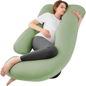 imageSasttie Pregnancy Pillows for Sleeping U Shaped Cooling Full Body Pillow with Removable Cover Pregnant Women Must Haves Maternity Essential LavenderGreen