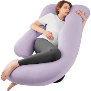 imageSasttie Pregnancy Pillows for Sleeping U Shaped Cooling Full Body Pillow with Removable Cover Pregnant Women Must Haves Maternity Essential LavenderLavender