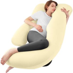 imageSasttie Pregnancy Pillows for Sleeping U Shaped Cooling Full Body Pillow with Removable Cover Pregnant Women Must Haves Maternity Essential LavenderLight Yellow
