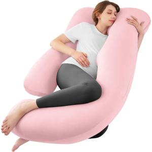 imageSasttie Pregnancy Pillows for Sleeping U Shaped Cooling Full Body Pillow with Removable Cover Pregnant Women Must Haves Maternity Essential LavenderLight Pink