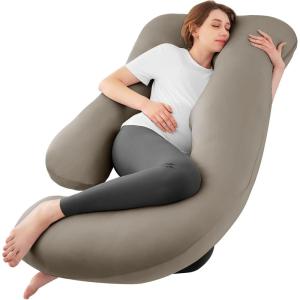imageSasttie Pregnancy Pillows for Sleeping U Shaped Cooling Full Body Pillow with Removable Cover Pregnant Women Must Haves Maternity Essential LavenderLinen