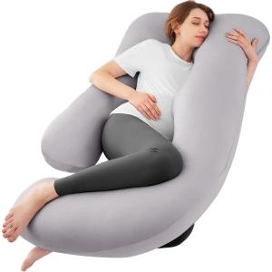 imageSasttie Pregnancy Pillows for Sleeping U Shaped Cooling Full Body Pillow with Removable Cover Pregnant Women Must Haves Maternity Essential LavenderLight Grey