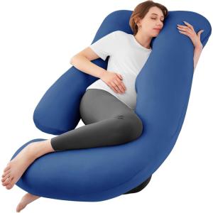 imageSasttie Pregnancy Pillows for Sleeping U Shaped Cooling Full Body Pillow with Removable Cover Pregnant Women Must Haves Maternity Essential LavenderNavy