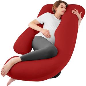 imageSasttie Pregnancy Pillows for Sleeping U Shaped Cooling Full Body Pillow with Removable Cover Pregnant Women Must Haves Maternity Essential LavenderRed