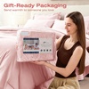 image:imageSasttie Queen Comforter Set 7Piece PreWashed Crinkled Texture Bed in a Bag Queen with Ultra Soft Brushed Sheets Aesthetic Fluffy Bedding Set for All Seasons LinenPink