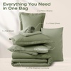 image:imageSasttie Queen Comforter Set 7Piece PreWashed Crinkled Texture Bed in a Bag Queen with Ultra Soft Brushed Sheets Aesthetic Fluffy Bedding Set for All Seasons LinenSage Green