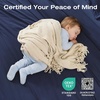 image:imageSasttie Queen Comforter Set 7Piece PreWashed Crinkled Texture Bed in a Bag Queen with Ultra Soft Brushed Sheets Aesthetic Fluffy Bedding Set for All Seasons LinenNavy