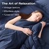 image:imageSasttie Queen Comforter Set 7Piece PreWashed Crinkled Texture Bed in a Bag Queen with Ultra Soft Brushed Sheets Aesthetic Fluffy Bedding Set for All Seasons LinenNavy