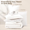 image:imageSasttie Queen Comforter Set 7Piece PreWashed Crinkled Texture Bed in a Bag Queen with Ultra Soft Brushed Sheets Aesthetic Fluffy Bedding Set for All Seasons LinenIvory