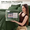 image:imageSasttie Queen Comforter Set 7Piece PreWashed Crinkled Texture Bed in a Bag Queen with Ultra Soft Brushed Sheets Aesthetic Fluffy Bedding Set for All Seasons LinenDark Green