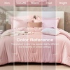 image:imageSasttie Queen Comforter Set 7Piece PreWashed Crinkled Texture Bed in a Bag Queen with Ultra Soft Brushed Sheets Aesthetic Fluffy Bedding Set for All Seasons LinenPink