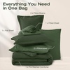 image:imageSasttie Queen Comforter Set 7Piece PreWashed Crinkled Texture Bed in a Bag Queen with Ultra Soft Brushed Sheets Aesthetic Fluffy Bedding Set for All Seasons LinenDark Green