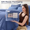 image:imageSasttie Queen Comforter Set 7Piece PreWashed Crinkled Texture Bed in a Bag Queen with Ultra Soft Brushed Sheets Aesthetic Fluffy Bedding Set for All Seasons LinenBlue