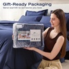 image:imageSasttie Queen Comforter Set 7Piece PreWashed Crinkled Texture Bed in a Bag Queen with Ultra Soft Brushed Sheets Aesthetic Fluffy Bedding Set for All Seasons LinenNavy