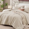 image:imageSasttie Queen Comforter Set 7Piece PreWashed Crinkled Texture Bed in a Bag Queen with Ultra Soft Brushed Sheets Aesthetic Fluffy Bedding Set for All Seasons LinenBeige