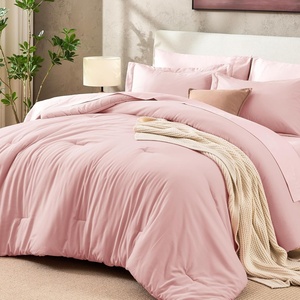 image:imageSasttie Queen Comforter Set 7Piece PreWashed Crinkled Texture Bed in a Bag Queen with Ultra Soft Brushed Sheets Aesthetic Fluffy Bedding Set for All Seasons LinenPink