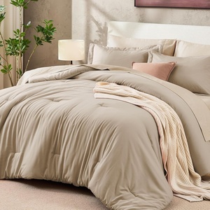 image:imageSasttie Queen Comforter Set 7Piece PreWashed Crinkled Texture Bed in a Bag Queen with Ultra Soft Brushed Sheets Aesthetic Fluffy Bedding Set for All Seasons LinenLinen