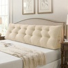 image:imageSasttie Headboard Pillow Queen Bed Wedge Pillow Headboard Beige  WideWale Corduroy Side Pockets Removable Cover Machine Washable Ergonomic Back Support SittingUp SupportBeige
