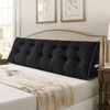 image:imageSasttie Headboard Pillow Queen Bed Wedge Pillow Headboard Beige  WideWale Corduroy Side Pockets Removable Cover Machine Washable Ergonomic Back Support SittingUp SupportBlack