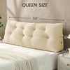 image:imageSasttie Headboard Pillow Queen Bed Wedge Pillow Headboard Beige  WideWale Corduroy Side Pockets Removable Cover Machine Washable Ergonomic Back Support SittingUp SupportBeige