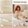 image:imageSasttie Headboard Pillow Queen Bed Wedge Pillow Headboard Beige  WideWale Corduroy Side Pockets Removable Cover Machine Washable Ergonomic Back Support SittingUp SupportBeige